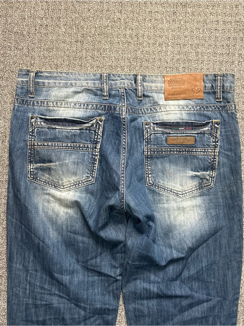 Y2K 2000s skater style Blue Stained Baggy DSquared Jeans | $60